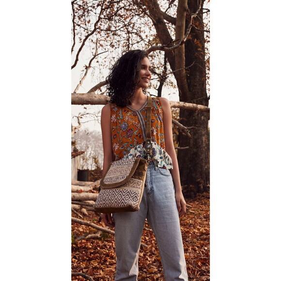 Myra Bag Rater Handcrafted Leather Hide & Canvas With Conchos Bags NWT Purse New - Picture 2 of 8